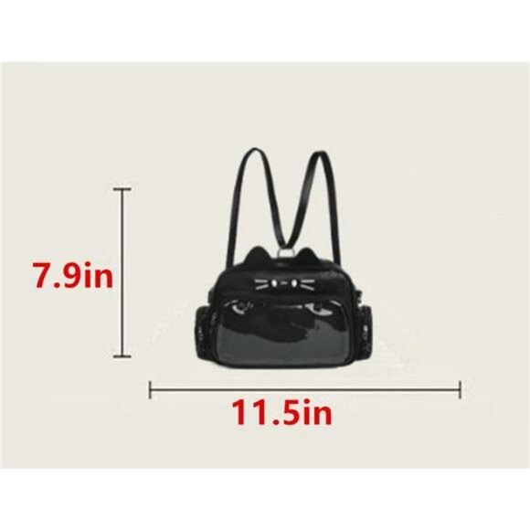 Black ita bag backpack clear window pin display crossbody shoulder tote cosplay - Picture 4 of 5